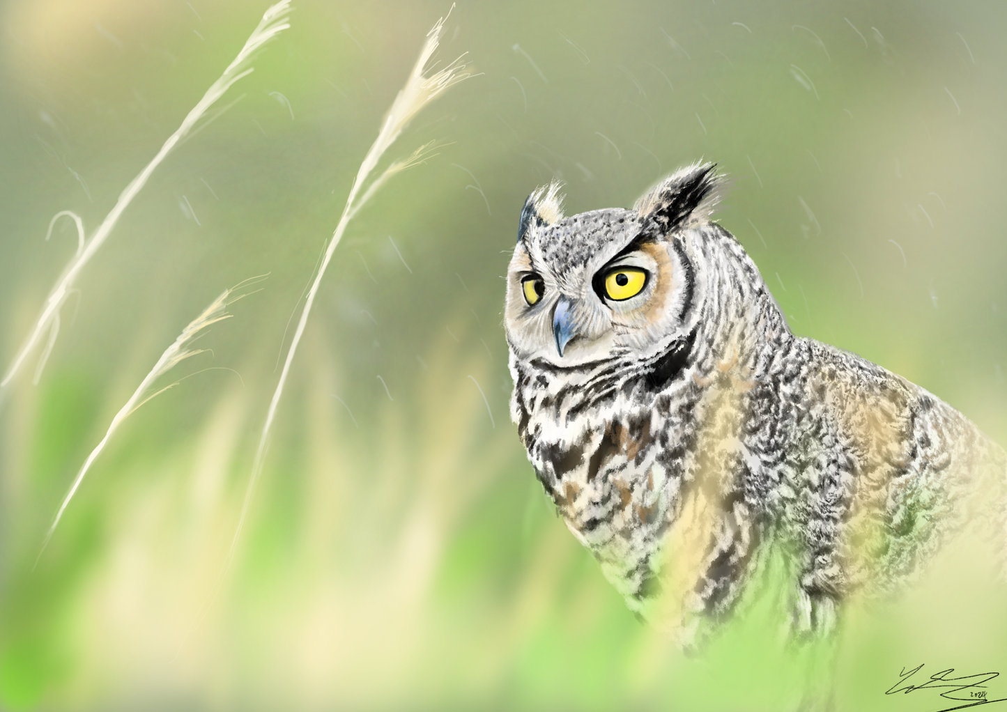 Great Horned Owl | 30" x 21.25" Art Print | Nathan Tea